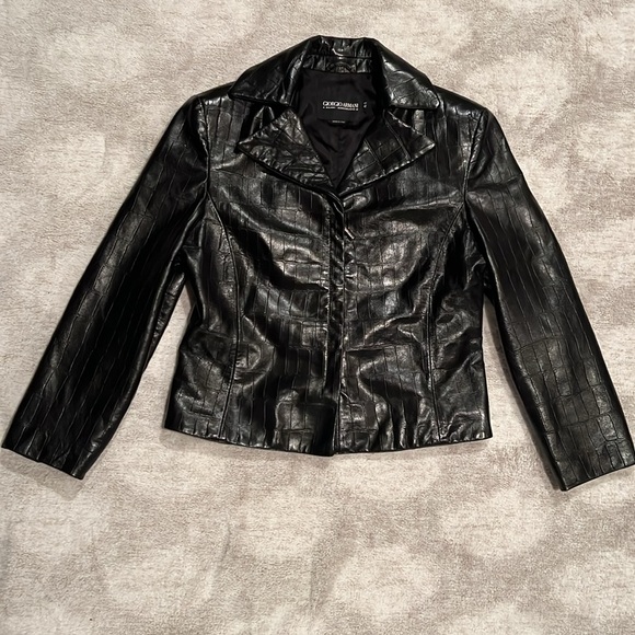 Vintage Giorgio Armani Black Label Genuine Spanish Lamb Leather Jacket - Picture 2 of 11
